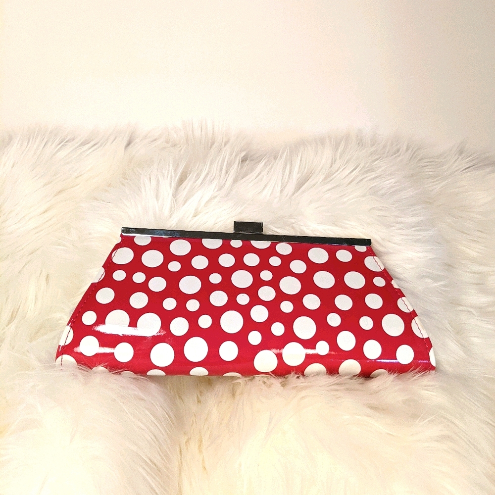 Neiman Marcus Pink/White Polka Dot Chain Clutch